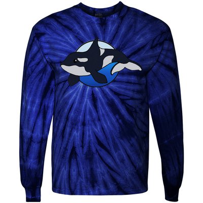 Cute Cartoon Killer Whale For Animal Lovers And Enthusiasts Tie-Dye Long Sleeve Shirt