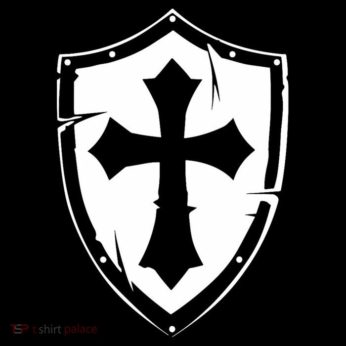 Cross Crusader Knights Templar Shield High Crown Mesh Back Trucker Hat