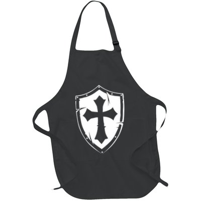 Cross Crusader Knights Templar Shield Full-Length Apron With Pockets