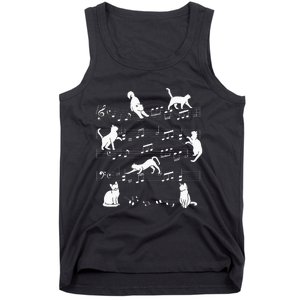 Cute Cat Kitty Playing Music Note Clef Musician Art Tank Top