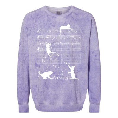 Cute Cat Kitty Playing Music Gift Clef Piano Musician Art Gift Colorblast Crewneck Sweatshirt