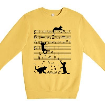 Cute Cat Kitty Playing Music Gift Clef Piano Musician Art Gift Premium Crewneck Sweatshirt