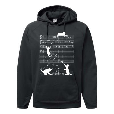 Cute Cat Kitty Playing Music Gift Clef Piano Musician Art Gift Performance Fleece Hoodie