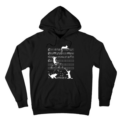 Cute Cat Kitty Playing Music Gift Clef Piano Musician Art Gift Hoodie