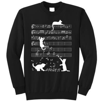 Cute Cat Kitty Playing Music Gift Clef Piano Musician Art Gift Sweatshirt