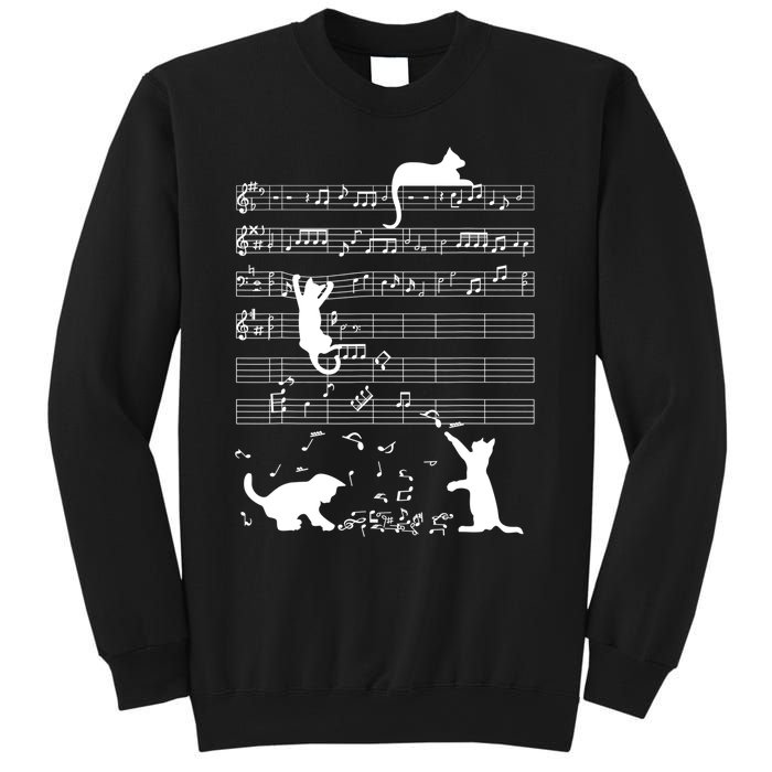 Cute Cat Kitty Playing Music Gift Clef Piano Musician Art Gift Sweatshirt