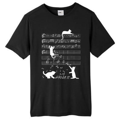 Cute Cat Kitty Playing Music Gift Clef Piano Musician Art Gift Tall Fusion ChromaSoft Performance T-Shirt