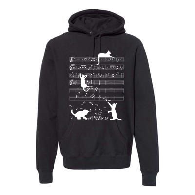 Cute Cat Kitty Playing Music Gift Clef Piano Musician Art Gift Premium Hoodie