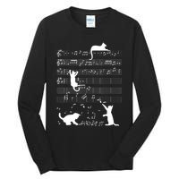 Cute Cat Kitty Playing Music Gift Clef Piano Musician Art Gift Tall Long Sleeve T-Shirt