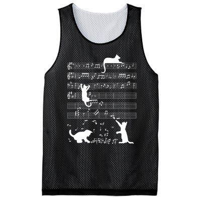 Cute Cat Kitty Playing Music Gift Clef Piano Musician Art Gift Mesh Reversible Basketball Jersey Tank