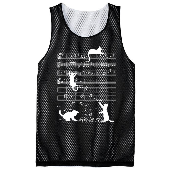 Cute Cat Kitty Playing Music Gift Clef Piano Musician Art Gift Mesh Reversible Basketball Jersey Tank