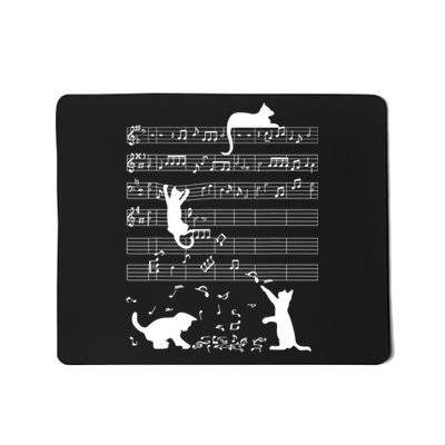 Cute Cat Kitty Playing Music Gift Clef Piano Musician Art Gift Mousepad