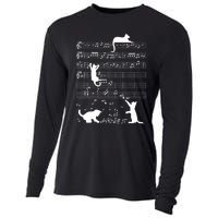 Cute Cat Kitty Playing Music Gift Clef Piano Musician Art Gift Cooling Performance Long Sleeve Crew