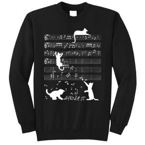 Cute Cat Kitty Playing Music Gift Clef Piano Musician Art Gift Tall Sweatshirt