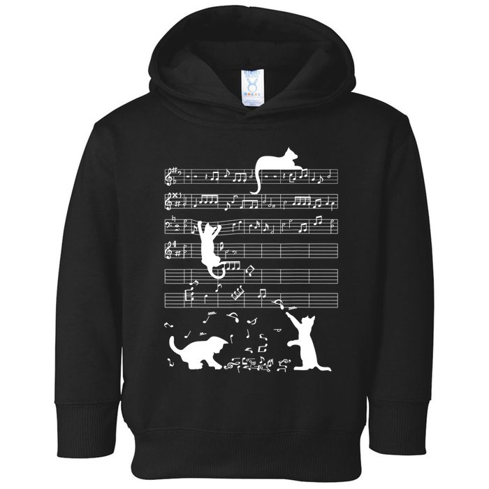 Cute Cat Kitty Playing Music Gift Clef Piano Musician Art Gift Toddler Hoodie