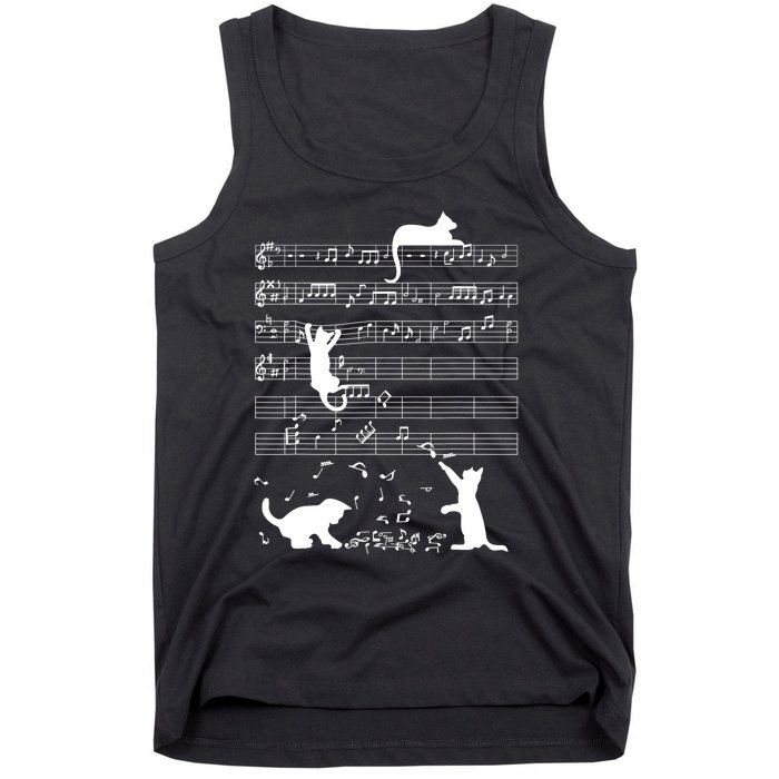 Cute Cat Kitty Playing Music Gift Clef Piano Musician Art Gift Tank Top