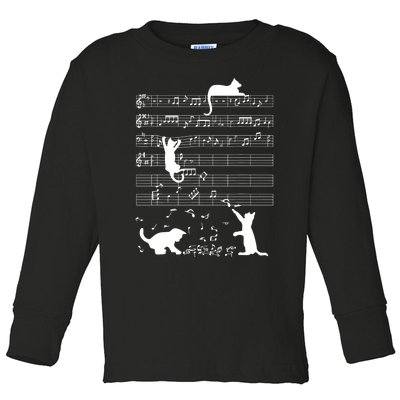 Cute Cat Kitty Playing Music Gift Clef Piano Musician Art Gift Toddler Long Sleeve Shirt