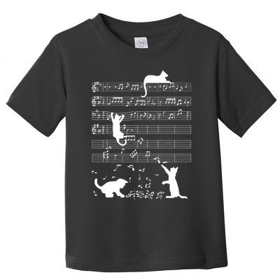 Cute Cat Kitty Playing Music Gift Clef Piano Musician Art Gift Toddler T-Shirt