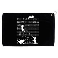 Cute Cat Kitty Playing Music Gift Clef Piano Musician Art Gift Grommeted Golf Towel