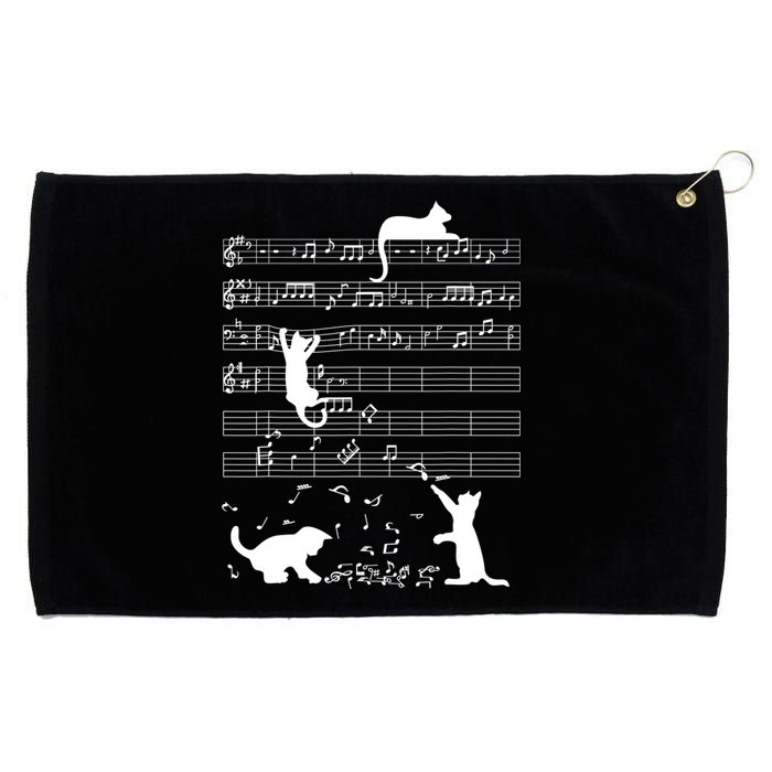 Cute Cat Kitty Playing Music Gift Clef Piano Musician Art Gift Grommeted Golf Towel