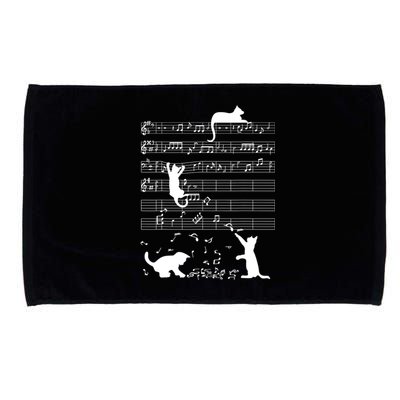 Cute Cat Kitty Playing Music Gift Clef Piano Musician Art Gift Microfiber Hand Towel