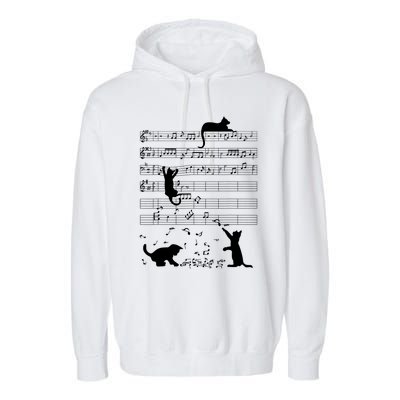 Cute Cat Kitty Playing Music Gift Clef Piano Musician Art Gift Garment-Dyed Fleece Hoodie