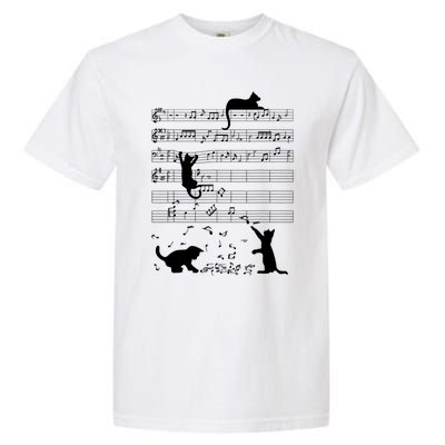 Cute Cat Kitty Playing Music Gift Clef Piano Musician Art Gift Garment-Dyed Heavyweight T-Shirt