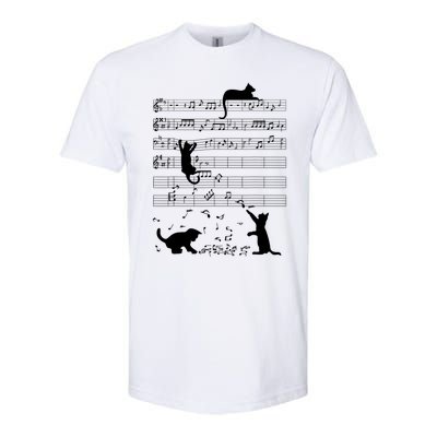 Cute Cat Kitty Playing Music Gift Clef Piano Musician Art Gift Softstyle CVC T-Shirt