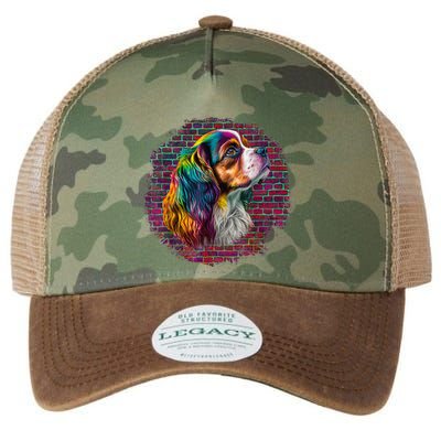 Colorful Cavalier King Charles Spaniel Dog Pop Art Bricks Legacy Tie Dye Trucker Hat