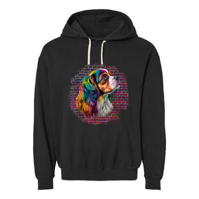 Colorful Cavalier King Charles Spaniel Dog Pop Art Bricks Garment-Dyed Fleece Hoodie