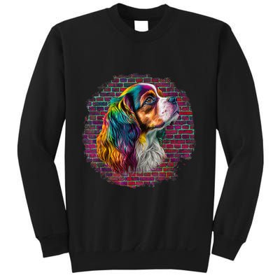 Colorful Cavalier King Charles Spaniel Dog Pop Art Bricks Sweatshirt