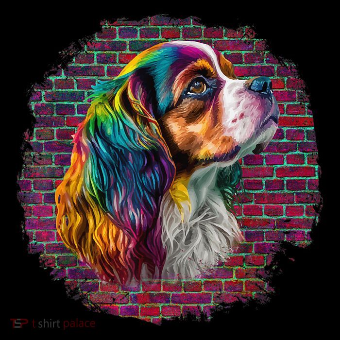 Colorful Cavalier King Charles Spaniel Dog Pop Art Bricks Tall T-Shirt