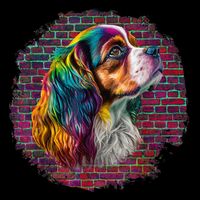 Colorful Cavalier King Charles Spaniel Dog Pop Art Bricks Button