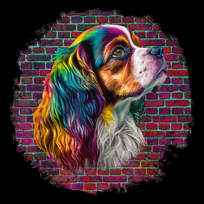 Colorful Cavalier King Charles Spaniel Dog Pop Art Bricks Button