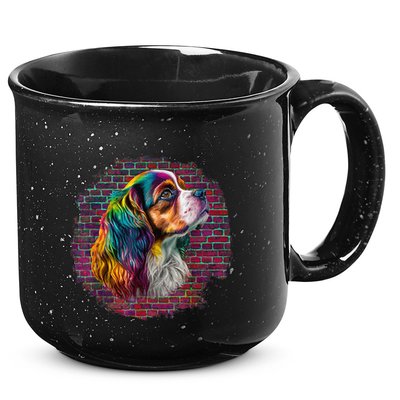 Colorful Cavalier King Charles Spaniel Dog Pop Art Bricks 15oz Campfire Ceramic Mug