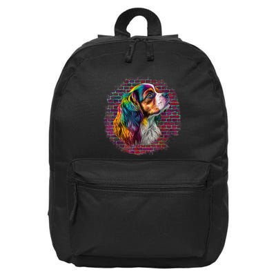 Colorful Cavalier King Charles Spaniel Dog Pop Art Bricks 16 in Basic Backpack