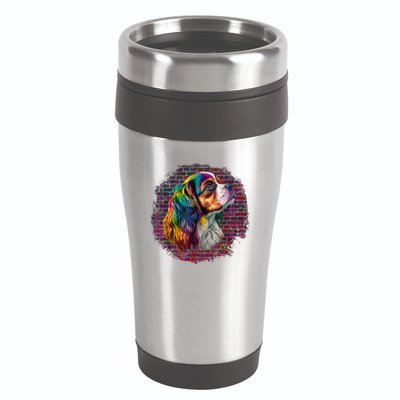 Colorful Cavalier King Charles Spaniel Dog Pop Art Bricks 16oz Travel Tumbler