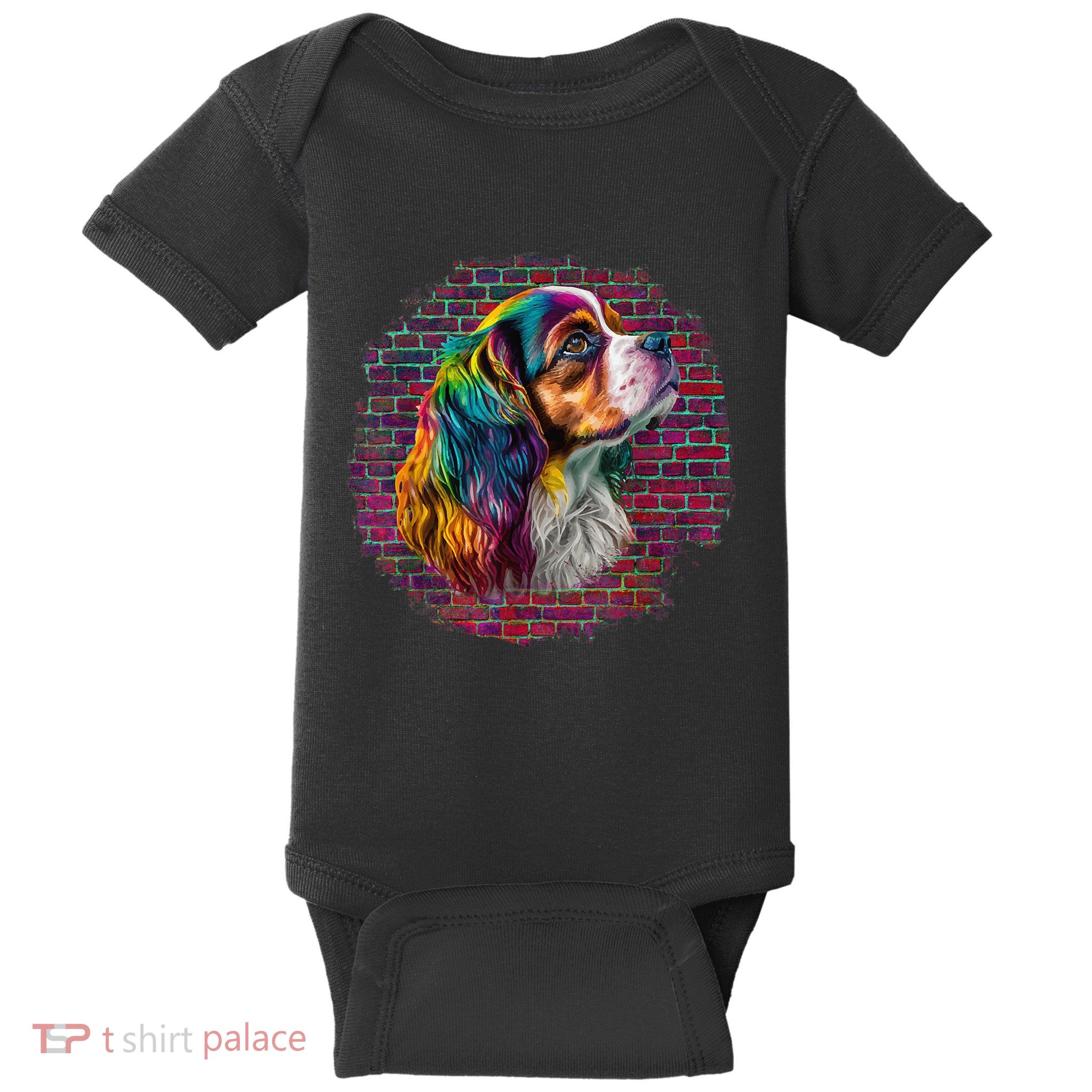 Colorful Cavalier King Charles Spaniel Dog Pop Art Bricks Baby Bodysuit