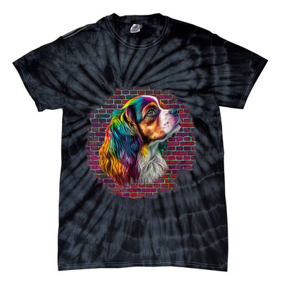 Colorful Cavalier King Charles Spaniel Dog Pop Art Bricks Tie-Dye T-Shirt