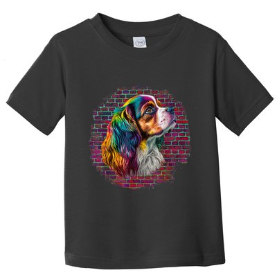 Colorful Cavalier King Charles Spaniel Dog Pop Art Bricks Toddler T-Shirt