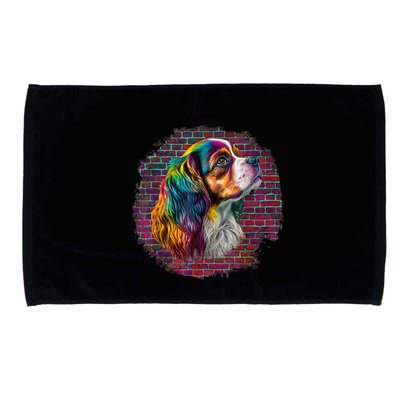 Colorful Cavalier King Charles Spaniel Dog Pop Art Bricks Microfiber Hand Towel