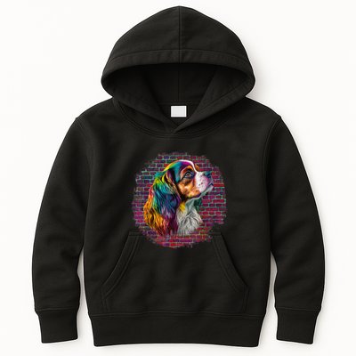 Colorful Cavalier King Charles Spaniel Dog Pop Art Bricks Kids Hoodie