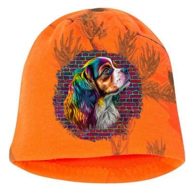 Colorful Cavalier King Charles Spaniel Dog Pop Art Bricks Kati - Camo Knit Beanie