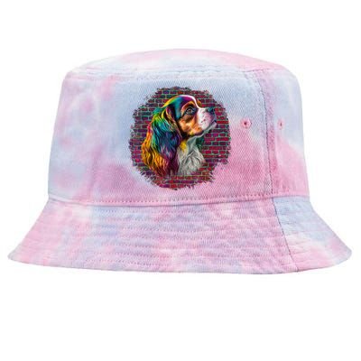 Colorful Cavalier King Charles Spaniel Dog Pop Art Bricks Tie-Dyed Bucket Hat