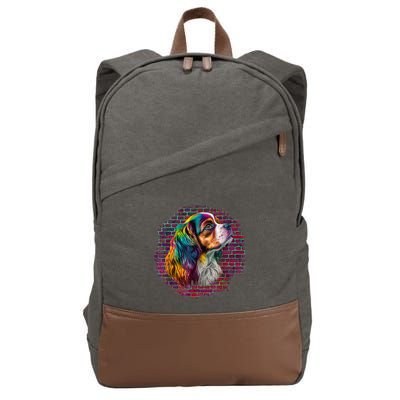 Colorful Cavalier King Charles Spaniel Dog Pop Art Bricks Cotton Canvas Backpack