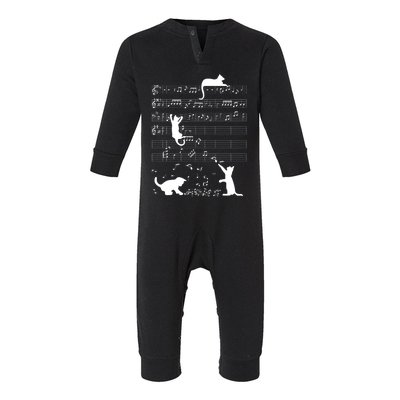 Cute Cat Kitty Playing Music Note Clef Musician Art Gift Infant Fleece One Piece