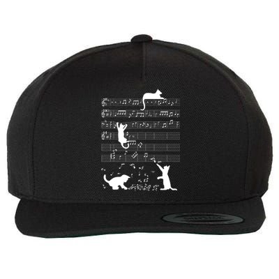 Cute Cat Kitty Playing Music Note Clef Musician Art Gift Wool Snapback Cap