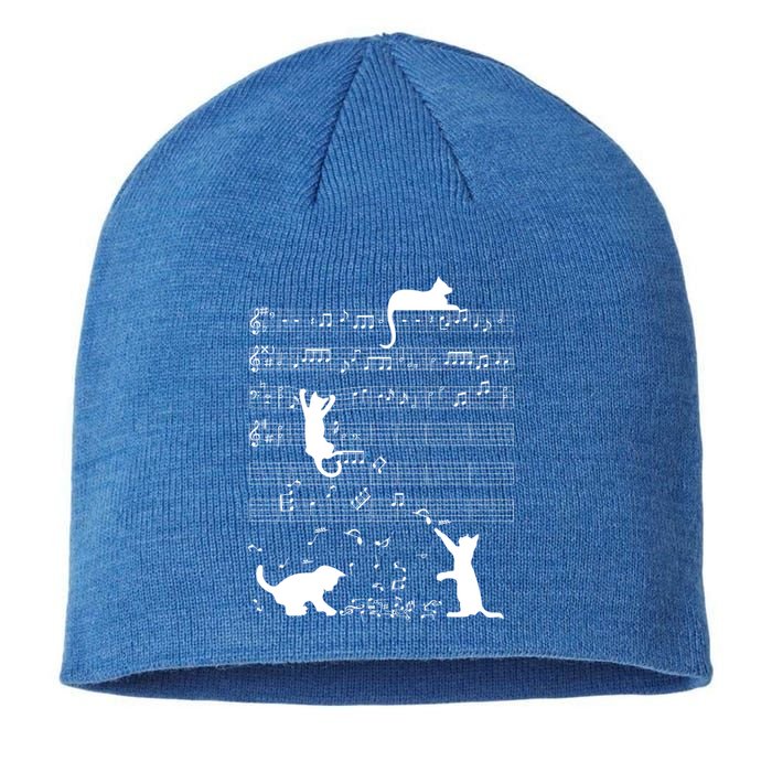 Cute Cat Kitty Playing Music Note Clef Musician Art Gift Sustainable Beanie