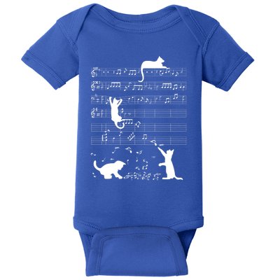 Cute Cat Kitty Playing Music Note Clef Musician Art Gift Baby Bodysuit