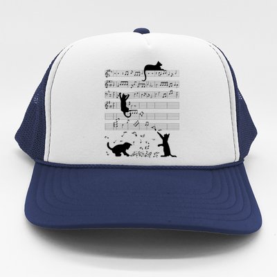 Cute Cat Kitty Playing Music Note Clef Musician Art Gift Trucker Hat